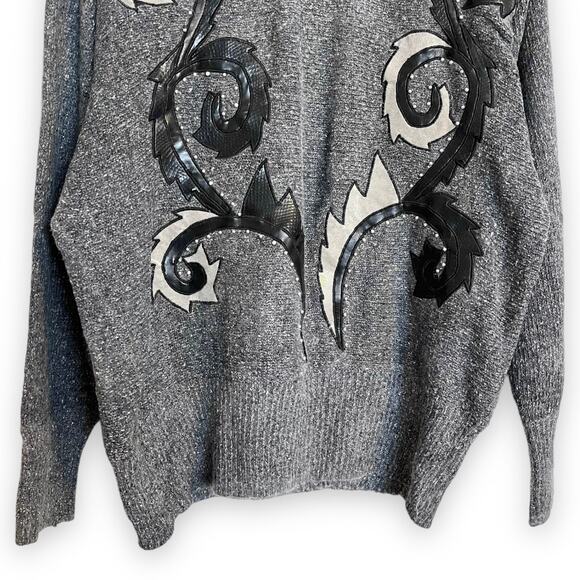 Diana Marco Vintage Silk/Angora Blend Embroidered Sweater Women's Size XL - Picture 4 of 8